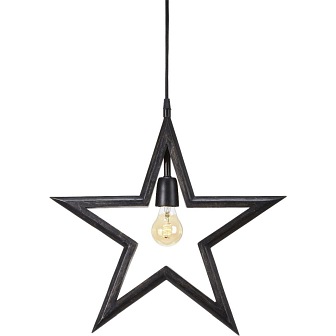 Lampa drewniana świąteczna gwiazda Farm ciemna